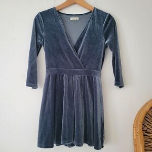 Silence and Noise Velour Romper Gray Blue S